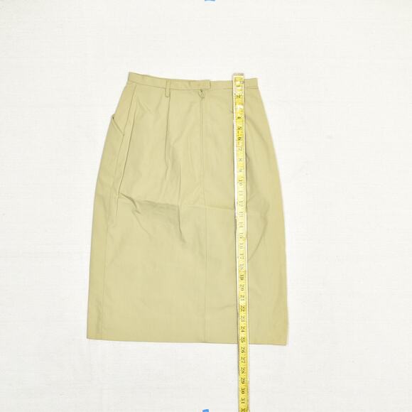 Vintage Miss Pat Women's Straight Skirt Zip Solid Acrylic Beige Size 8 Pleated - Picture 5 of 8